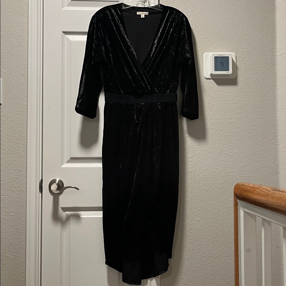 Eva Mendes for New York & Company Black faux wrap Velvet Dress